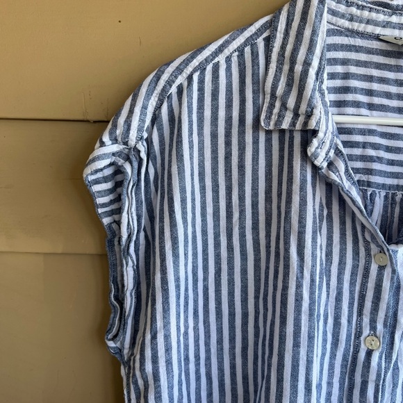 Orvis Striped Linen Button Down Shirt - Size L - Nautical Summer Casual Modest - Picture 3 of 8